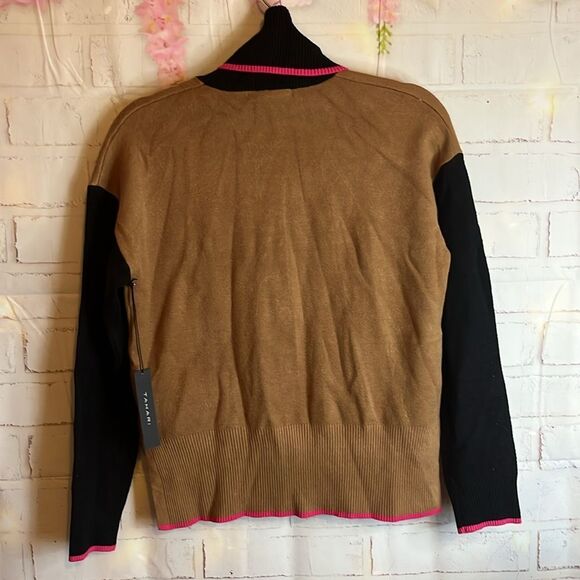 Tahari Women’s Size small Brown, black & pink Color block turtleneck sweater - Picture 9 of 11